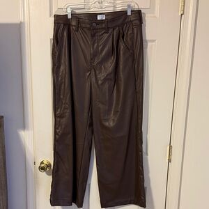 Time and Tru Women's Dark Brown faux leather Wide Leg Pants